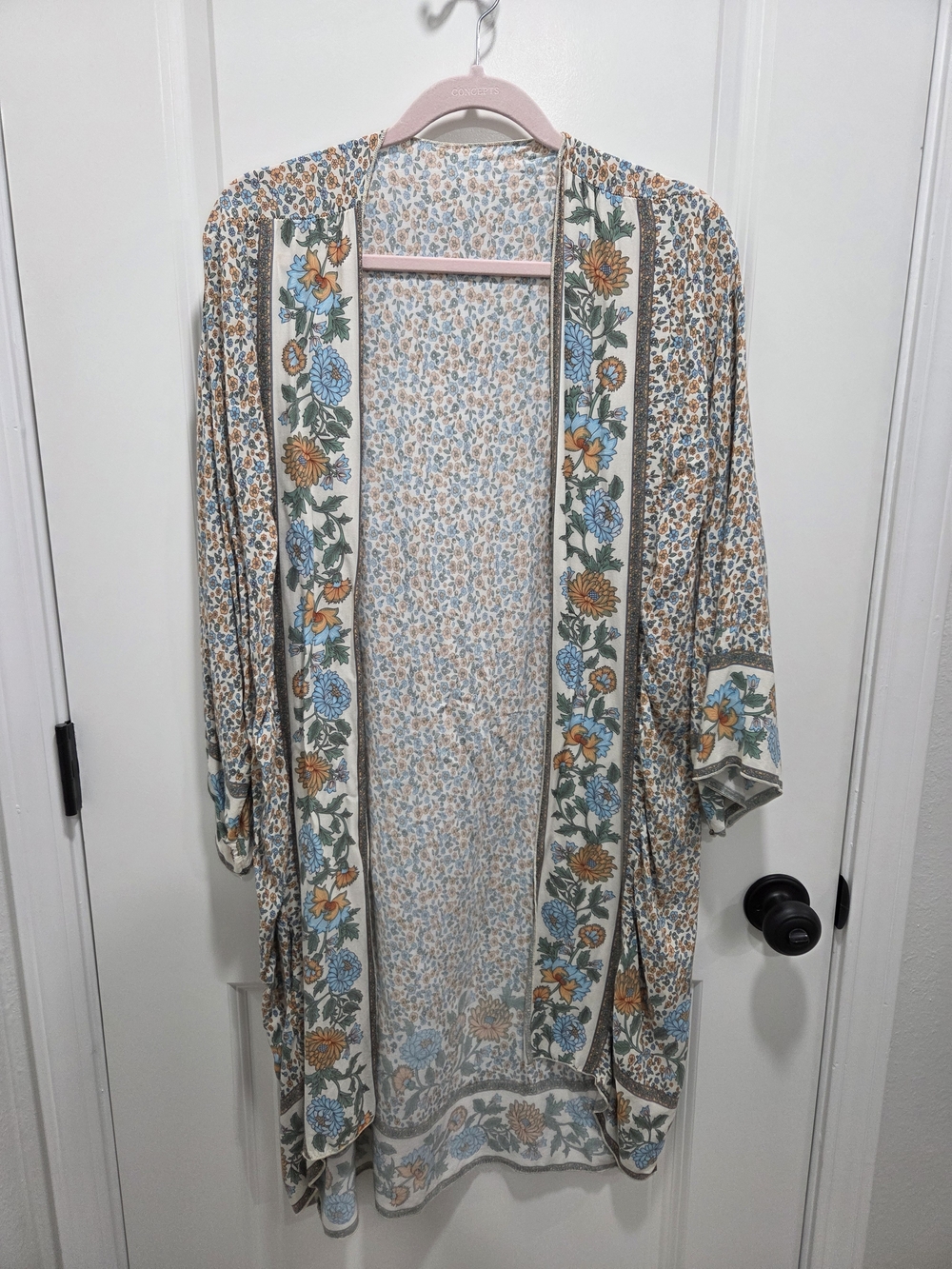 SHEIN Boho Floral Print Open Front Kimono Cardigan